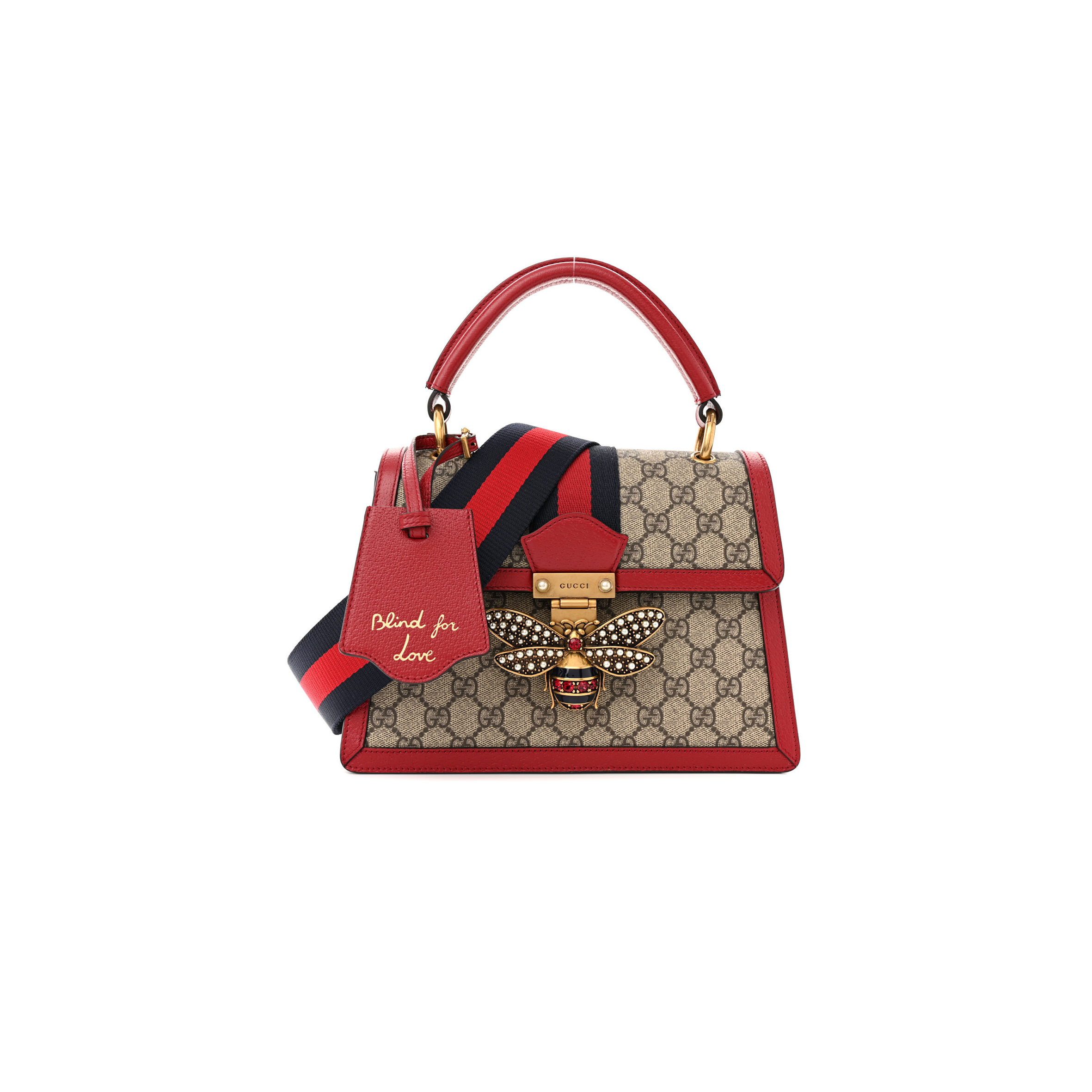 G*u*i gg sup*e monogram small queen margaret top handle bag red (25*18*10cm)